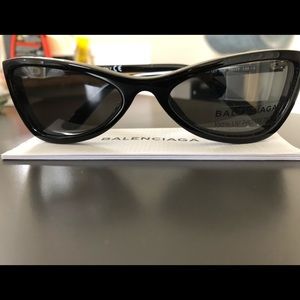 Balenciaga black thin cat eye sunglasses
